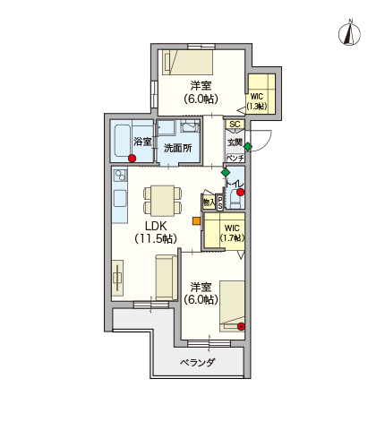 ヘーベルVillage千鳥3丁目~セレーナ千鳥~間取り図D
