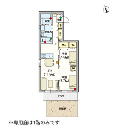 ヘーベルVillage調布飛田給～Vista～間取り図B