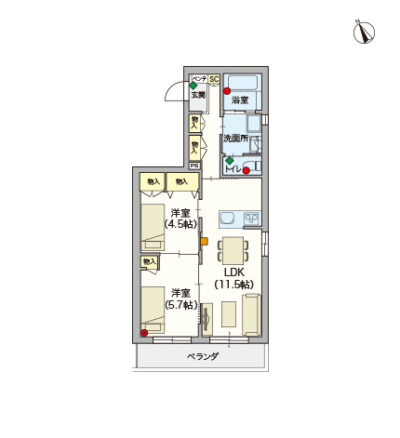 ヘーベルVillage調布飛田給～Vista～間取り図C