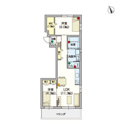 ヘーベルVillage調布飛田給～Vista～間取り図E