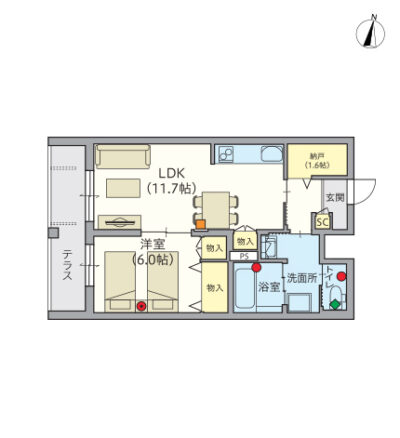 ヘーベルVillage堀ノ内～間取り図D