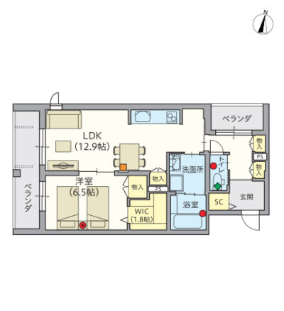 ヘーベルVillage堀ノ内～間取り図E