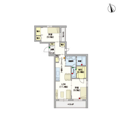 ヘーベルVillage上北沢5丁目～grace～ペット共生型賃貸(併用)住宅～間取り図E