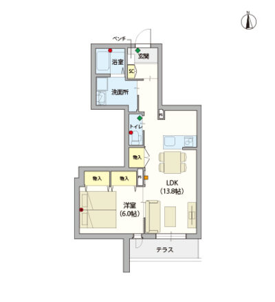 ヘーベルVillage町屋～間取り図C