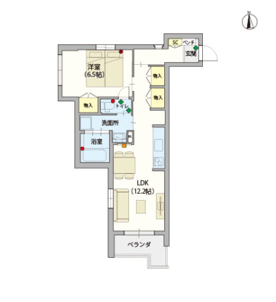 ヘーベルVillage町屋～間取り図F