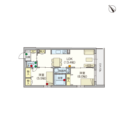 ヘーベルVillage南小岩～wakka鷹～間取り図D
