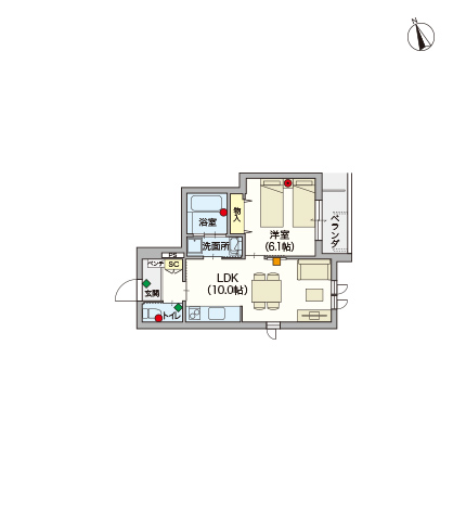 ヘーベルVillage西立川~シャドウグリーン~間取り図F