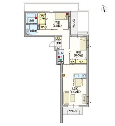 ヘーベルVillage千駄ヶ谷～やすらぎの風～間取り図D