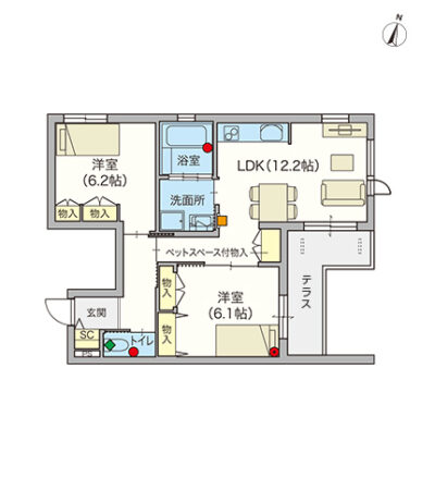 ヘーベルVillage世田谷1丁目～Paysage Clair～ペット共生賃貸(併用)住宅～間取り図A