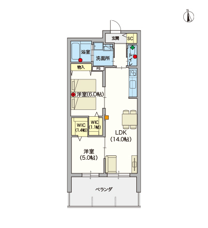 ヘーベルVillage下北沢｜ツバサマンション～間取り図E