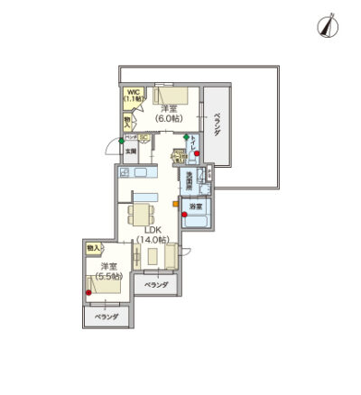 ヘーベルVillage白鷺2丁目～ドメーヌ・クリザンテム～ペット共生型賃貸住宅～間取り図E