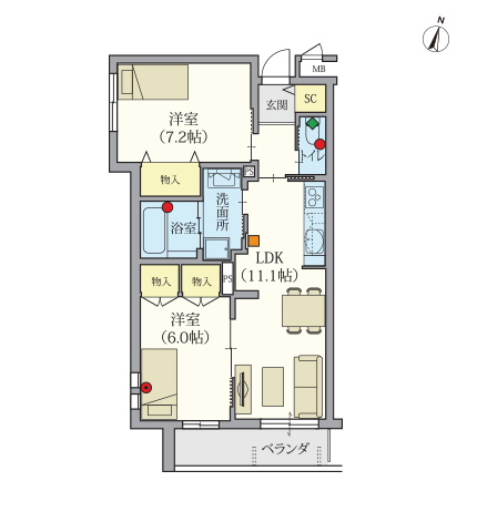 ヘーベルVillage立川幸町~ペルレ立川~間取り図D