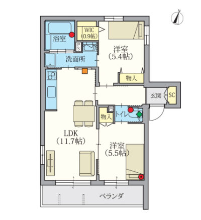 ヘーベルVillage高砂壱番館～間取り図D