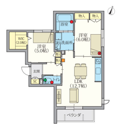 ヘーベルVillage高砂壱番館～間取り図E