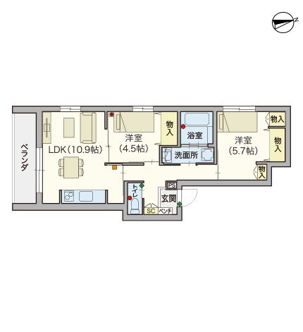 ヘーベルVillageときわ台|Serenity Court東新町～間取り図I